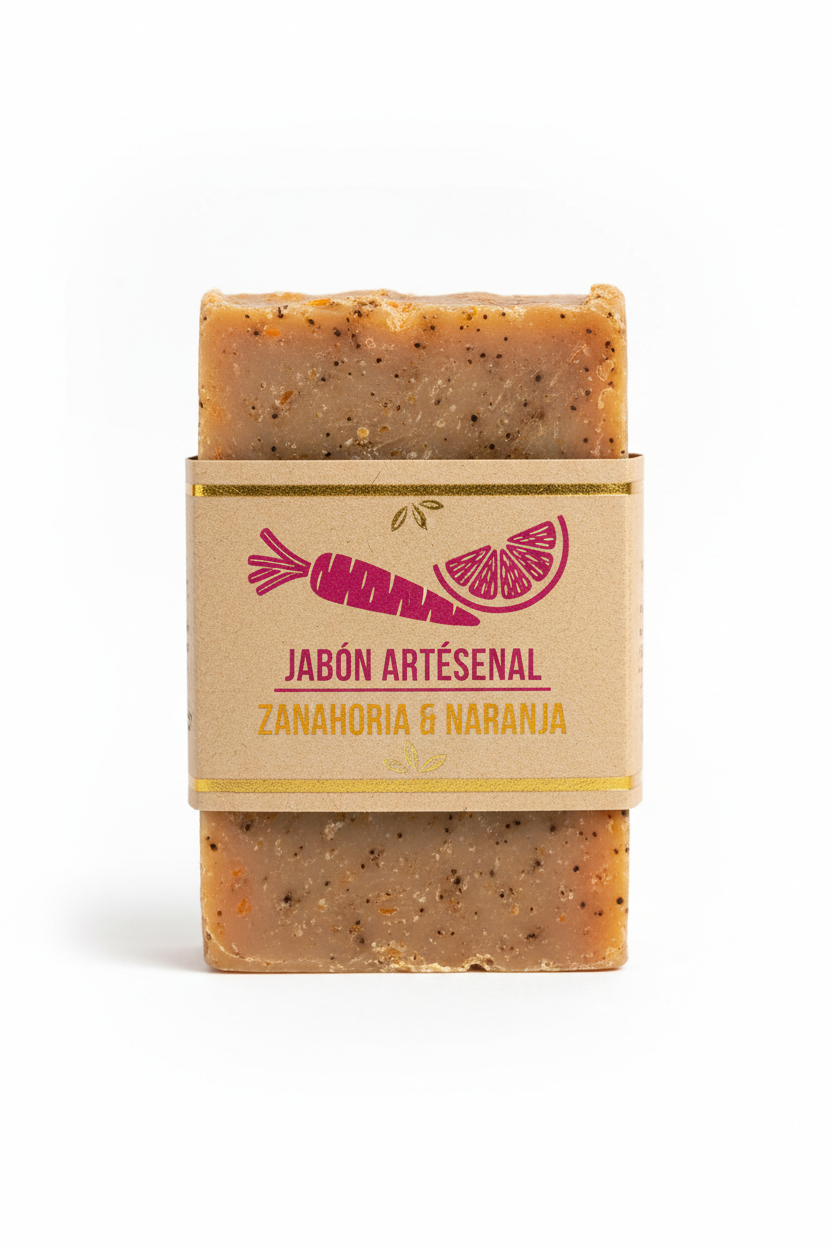 Jabón Artesanal Zanahoria & Naranja - Vista frontal