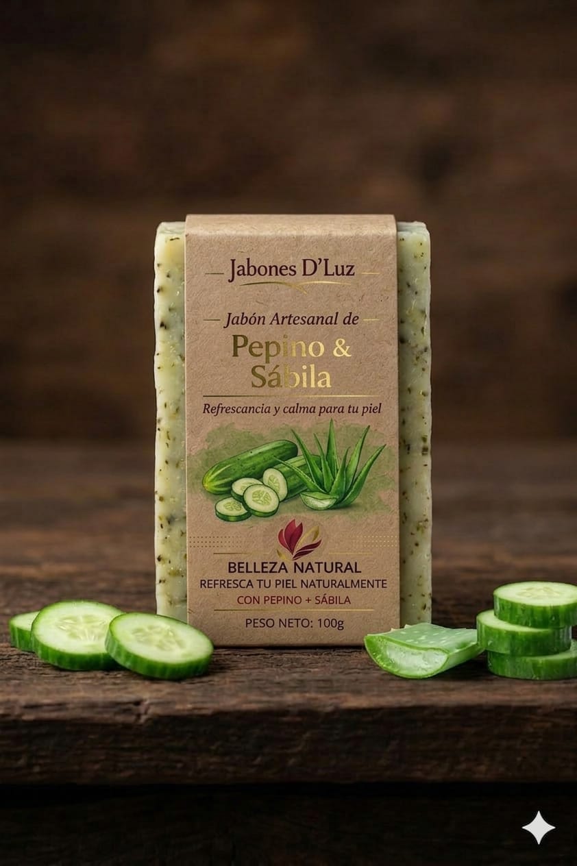 Jabón Artesanal de Pepino &amp; Sábila | Refrescancia y Calma Natural